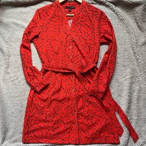 Banana Republic French print red dress with sash. Size P4